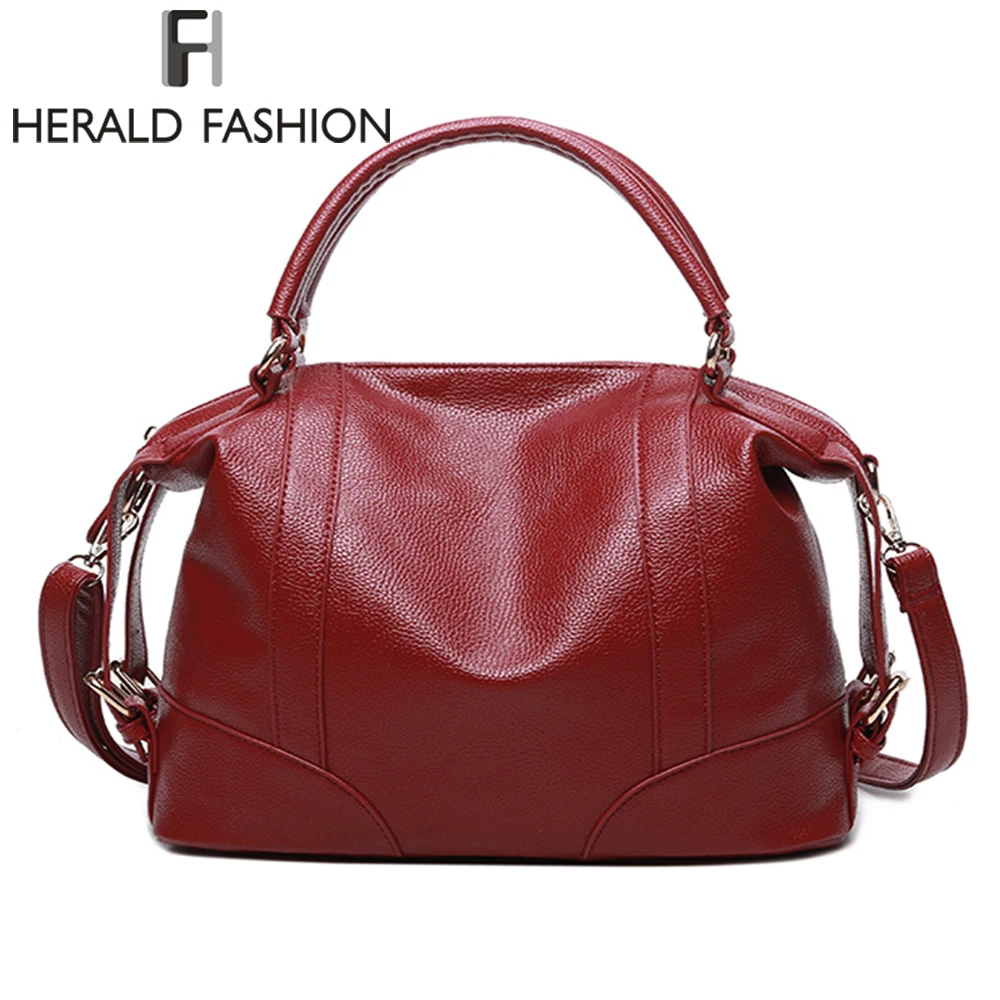 

Herald Fashion Soft Leather Handbags Big Women Bag Zipper Ladies Shoulder Bag Girl Hobos Bags New Arrivals bolsa feminina