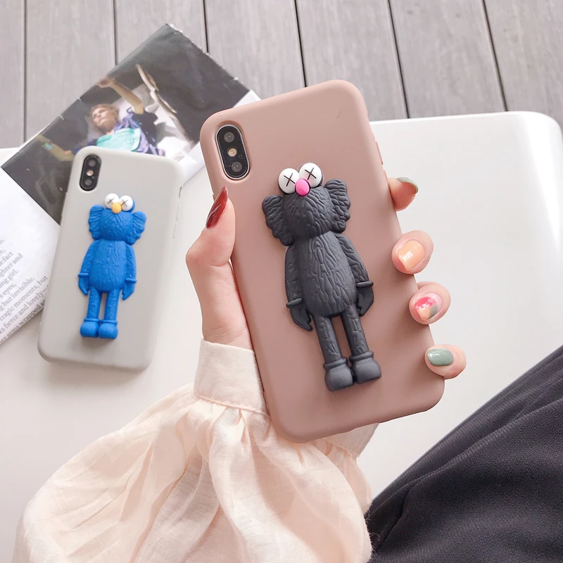حار العلامة التجارية Kaws 3D السمسم الشارع لطيف الكرتون سيليكون جراب هاتف ل iphone X XR XS ماكس 7 8 زائد 6 S ل samsung S9 S10 S8 ملاحظة
