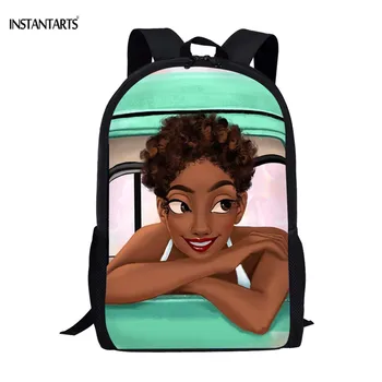 

INSTANTARTS School Backpacks for Teenagers Black Queen African Girls Schoolbags College Girls Book Bag Fashion Shoulder Backpack