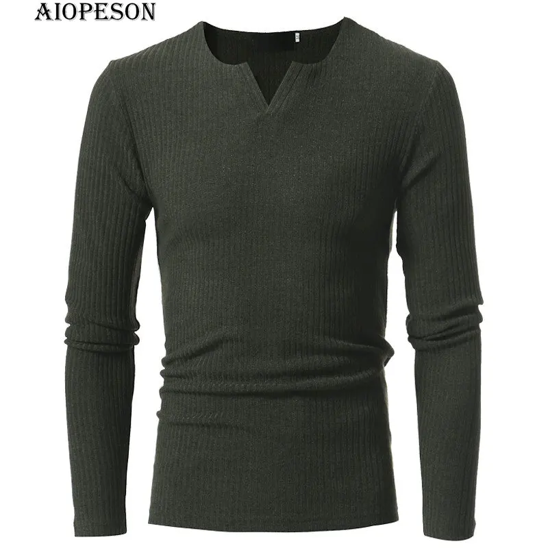 Sweater Men Autumn New Fashion Sweater Men Slim Fit Solid Color V-Neck Long Sleeve Casual Elastic Pullovers Sweater's Men