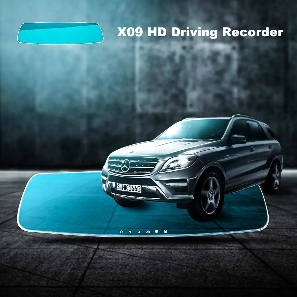 

Rechargeable HD 1080P Car Camera 170 Dgree Rotating Blue Mirror Camcorder Big Size Screen Dash DVR with Night Vision Function