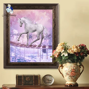 

JOY SUNDAY,Full Drill Square Diamond 5D DIY Diamond Painting purple unicorn butter Diamond Embroidery Rhinestone Mosaic Painting