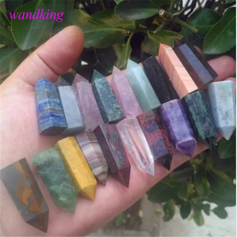 

4cm NATURAL obsidian+amethyst+rose+jade CRYSTAL WAND