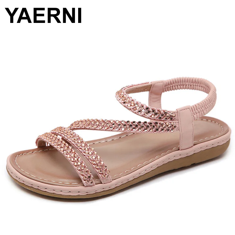 

YAERNIrhinestone sandals block heelshoes peeptoe plataformas mujer sandalias ethnicstyle wedges all match soulier femme schoenen