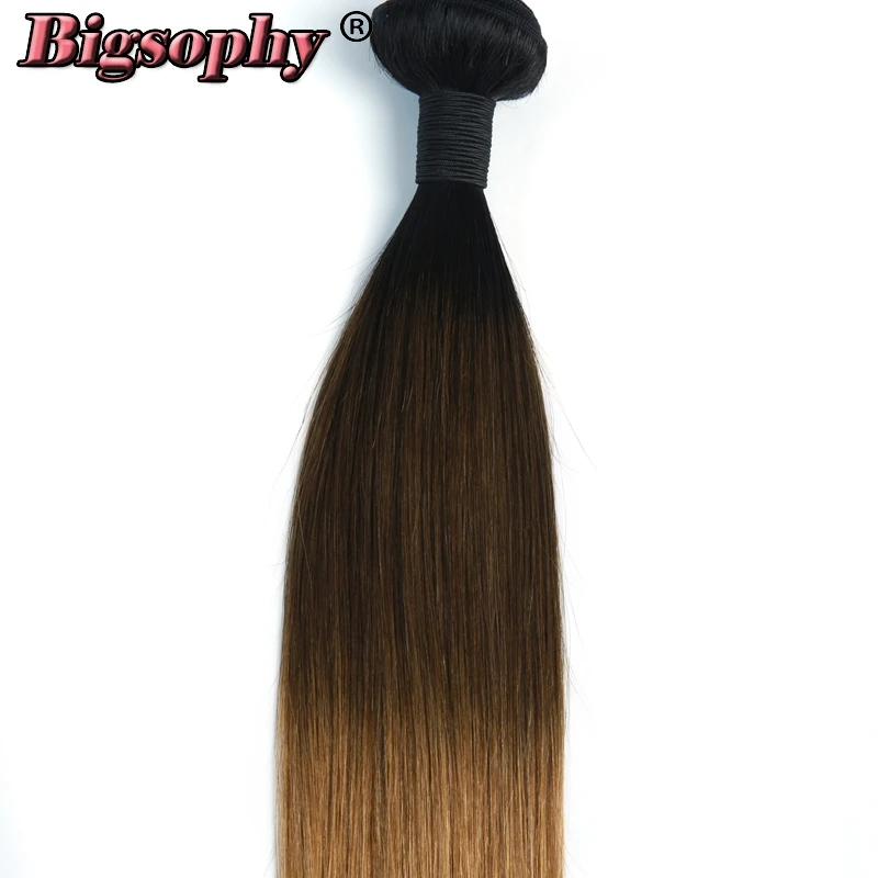Bigsophy Indian Hair Weave Bundles Straight Hair 4 Bundles Remy Hair Extension Ombre Color 3 Tone 1B/4/27 Can Buy 3/4 Bundles