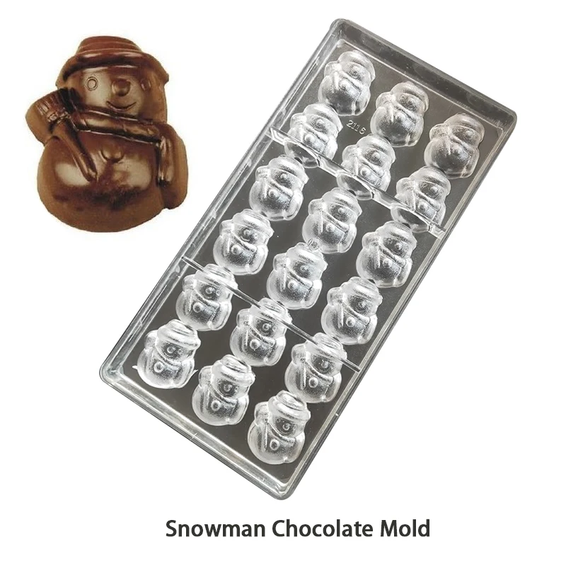 

Snowman Shape Polycarbonate Chocolate Mold Wholesale Bakeware Baking Candy Fondant Pastry Tools PC Transparent Hard Plastic