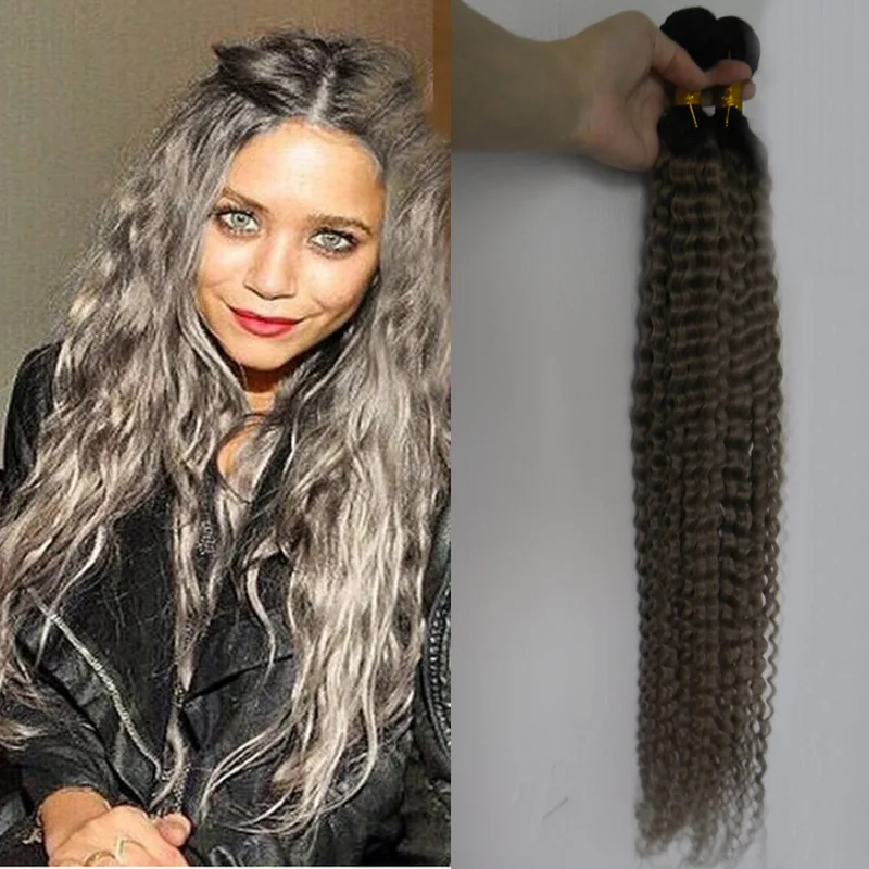 Afro Kinky Curly Grey Hair Weave 100 Virgin Silver Extensions Deep 