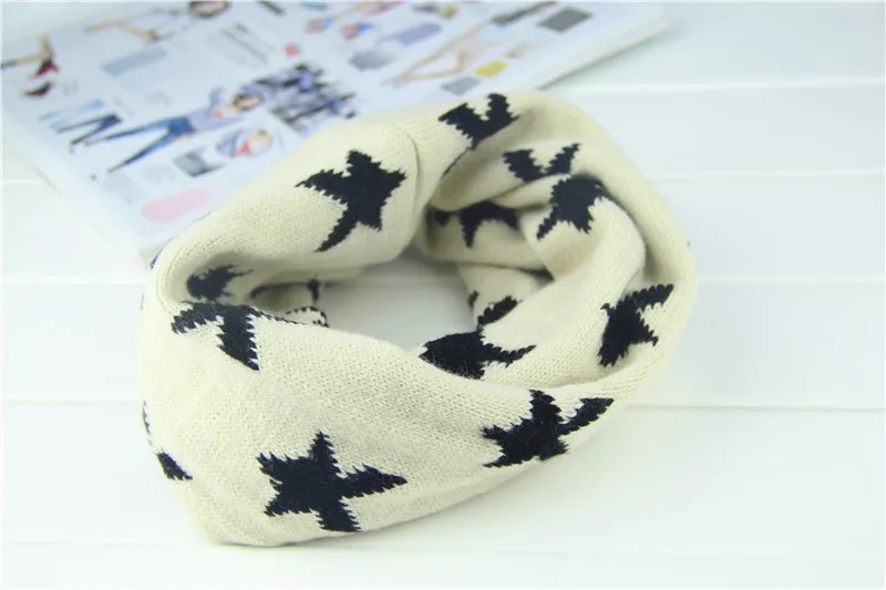 Детский осенне-зимний шарф для мальчиков и девочек, модные вязаные шарфы со звездами и круглым вырезом для маленьких детей, подарок
