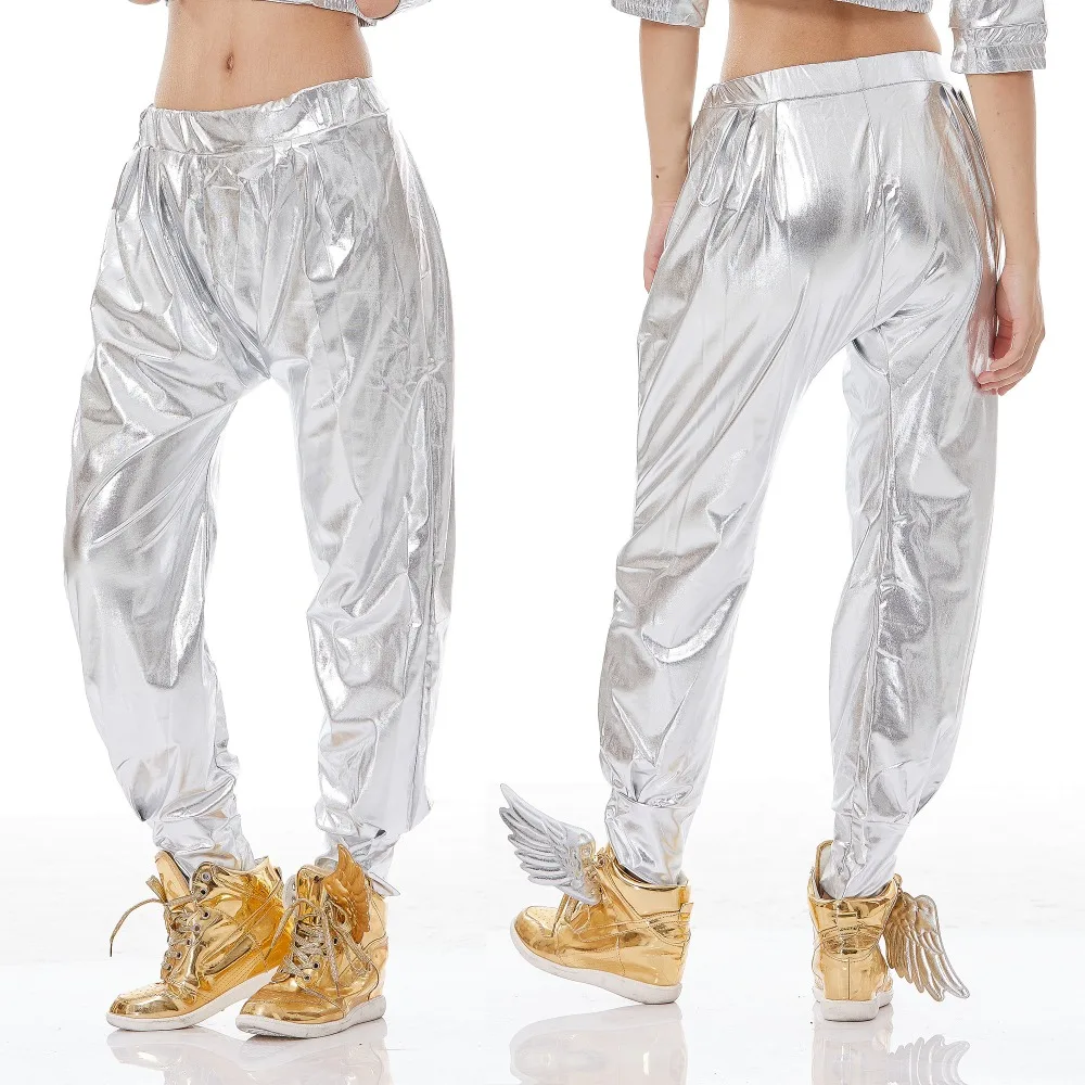 

Stage Performance Dance Pant, Women Harem Pants, Big Crotch Silver-plating Hip Hop Pant, Spring Summer Sweatpants Baggy Trousers
