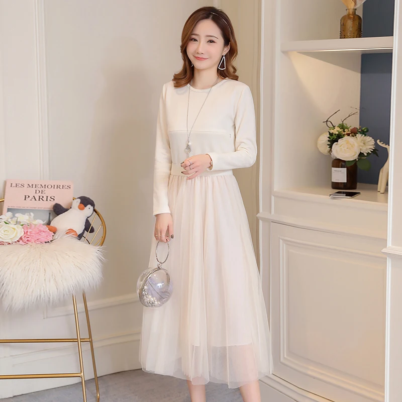 

2019 Nursing Dress Women Spring Autumn Elegant Solid Slim Breastfeeding Dress for Feeding Maternity Pregnancy Clothes Plus Size
