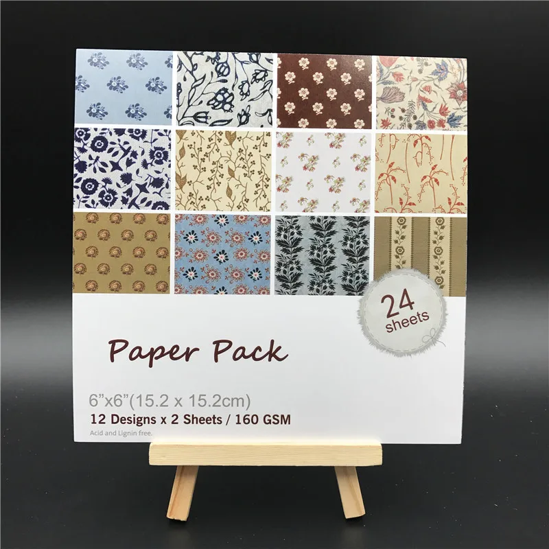 

24pcs 6" Single-sidemost Retro pattern creative papercraft art paper handmade scrapbooking kit set books C102