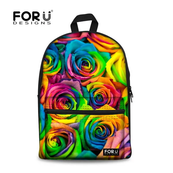 FORUDESIGNS, цветочный женский рюкзак, 3D, детский школьный рюкзак, модный, для путешествий, брезентовый Рюкзак, цветок, роза, школьная сумка для отдыха для девочек - Цвет: 2U0076A1