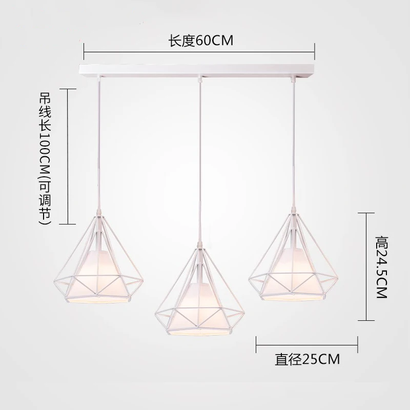 Современный промышленный подвесной светильник из кованого железа черный железный птичья клетка светильник ing Скандинавская пирамидальная лампа в стиле лофт металлическая клетка потолочный светильник - Цвет корпуса: white 3pcs long cup