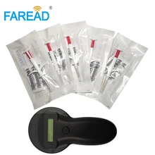 X1pc 134,2 кГц Ручной Считыватель RFID для скота мини-чип управления отгрузкой+ x60pcs ПЭТ микрочип шприц в 2,12*12 мм ISO