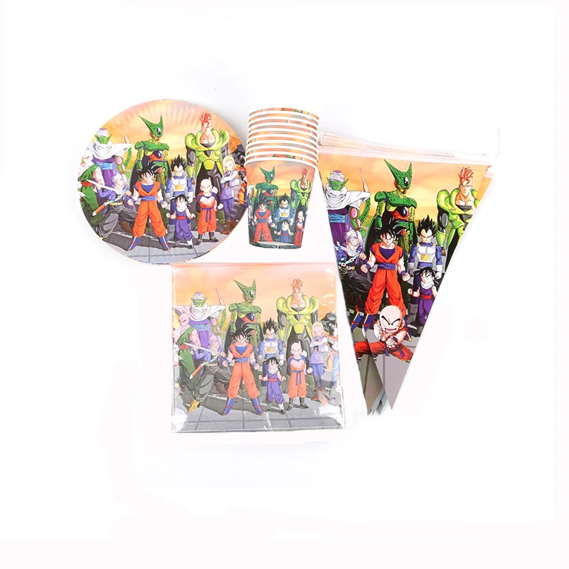 

41pcs/lot Cartoon Anime Children's Birthday Party Dragon Ball Theme Party Tableware Paper Cup Tablecloth Napkin La Banner Party