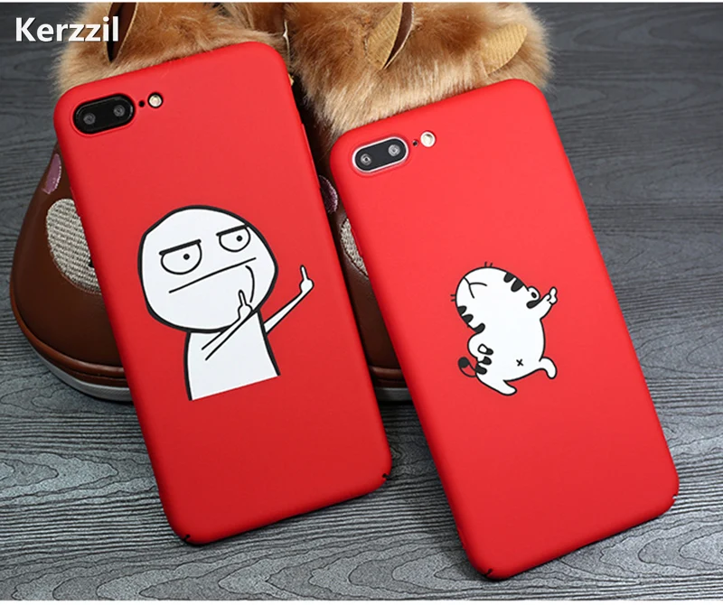 

Kerzzil Funny Cartoon Phone Case For iphone 7 7 Plus Case Dancing Cat Abstract Back Cover For iphone 6S 6 7 8 Plus X Cases Coque