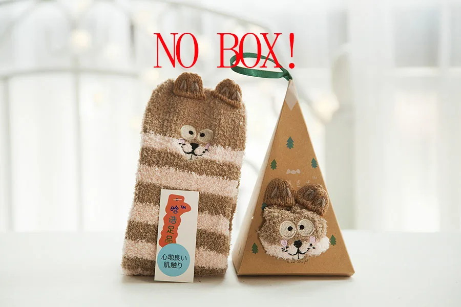 Без подарочной коробки зимние милые кавайные носки meias мультфильм 3D Животные лося узоры в виде овцы, панды забавные Женские носочки теплые рождественские носки без подарочной коробки