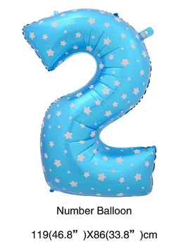 

Boy kids age 2nd Birthday wedding party decoration kits blue Number 2 foil mylar balloons supplies
