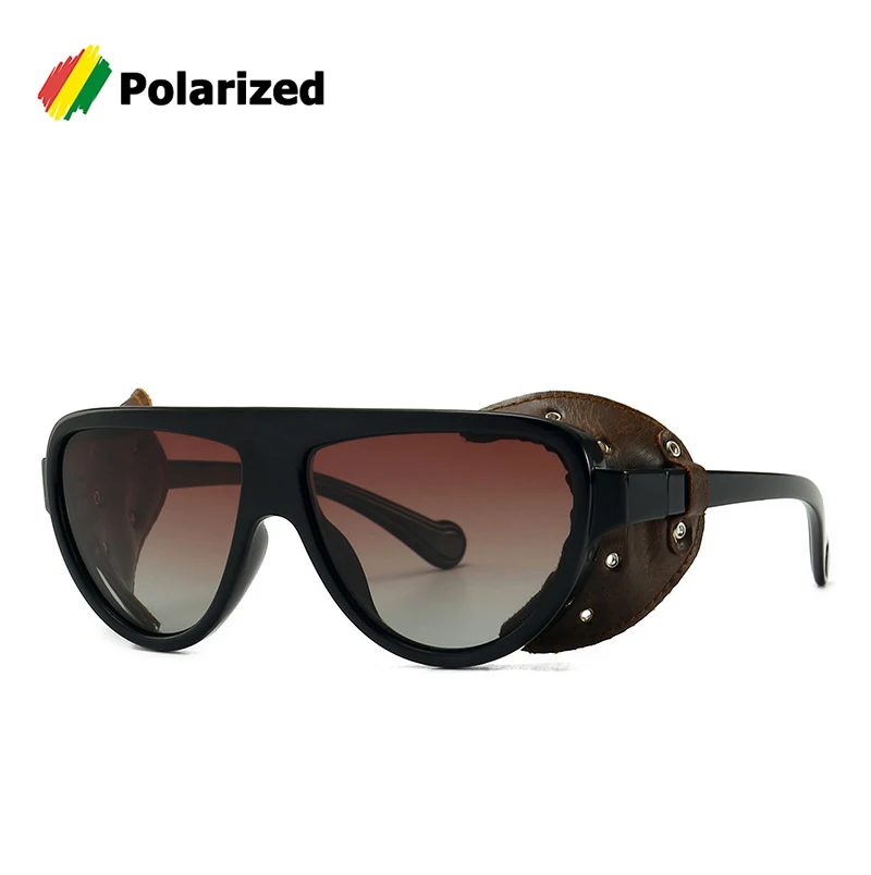 

JackJad Classic Vintage SteamPunk Punk Style Polarized Sunglasses Leather Side Shield Brand Design Sun Glasses Oculos De Sol