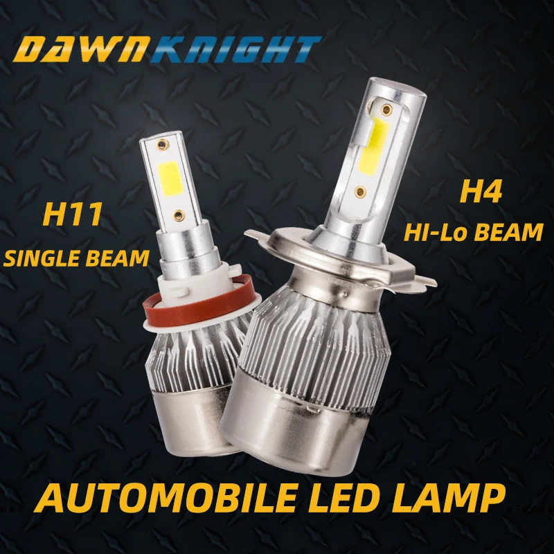 DAWNKNIGHT 2PCS H7 Led Headlight H4 H1 H3 H8 H11 9005/HB3 9006/HB4 H27 880 9012 C6 Led Turbo Fan Cooling Car Led Light 12V 6000K