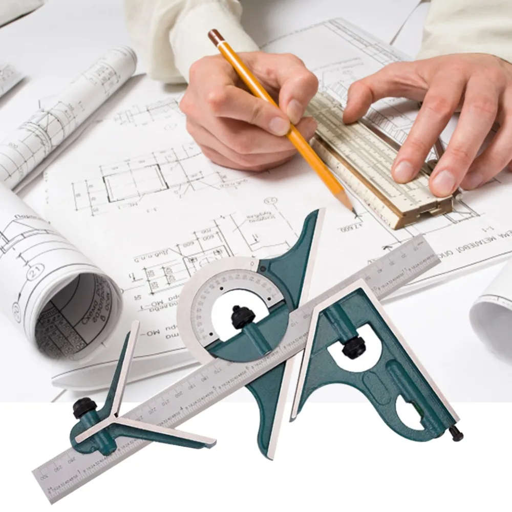 

3 In1 Adjustable Angle Ruler Set Combination Universal Square Protractor Measuring Carpenter Tools Sliding bevel Inclinometer