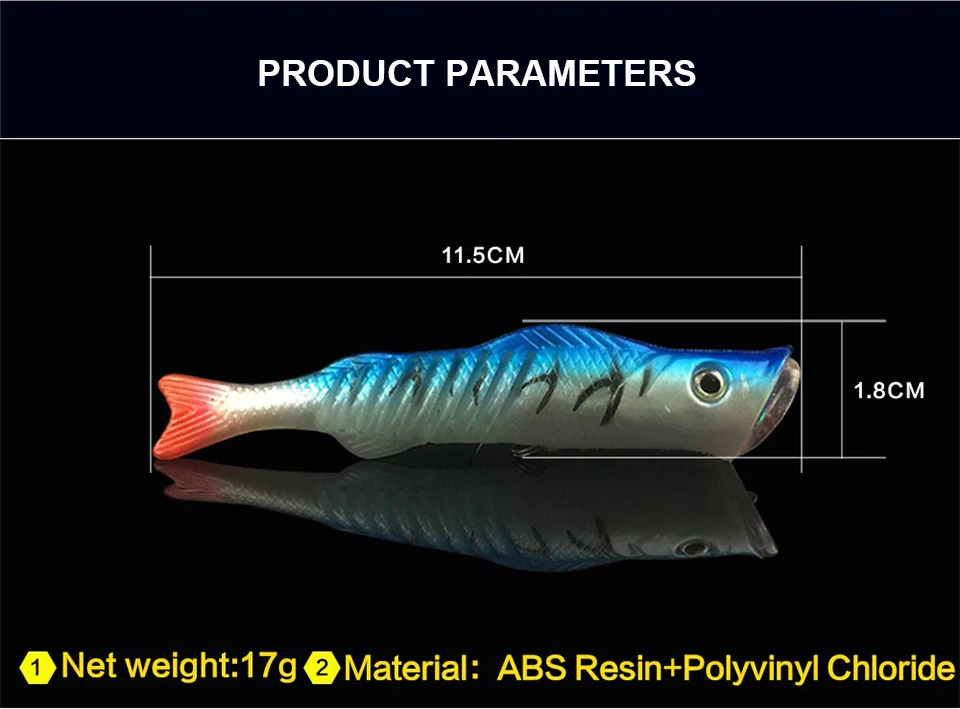 1 шт., мягкий хвост, Поппер, приманка 11,5 см, 17 г, искусственная морская рыболовная Поппер, приманка, 11,5 см, 17 г, воблер, Isca, жесткая приманка свимбейт
