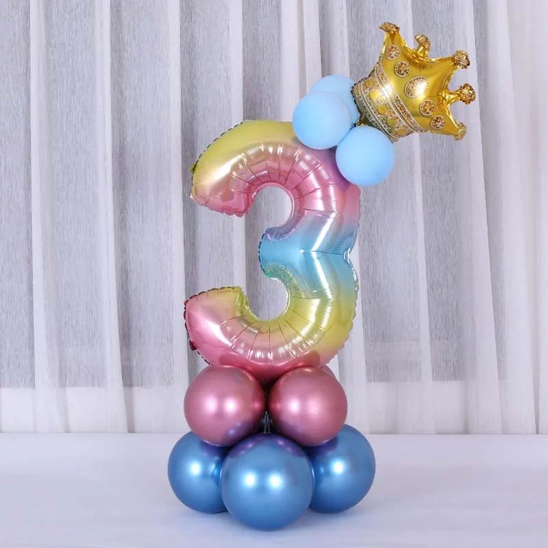 14 шт. 32 дюймов градиент номер Фольга шарики Baby Shower 1 2 3 4 5 6 7 8 9 лет Happy День рождения украшения детский праздничный костюм Свадебные сувениры