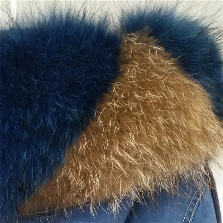 Новинка 2020 джинсовая куртка зимняя Женская парка меховое пальто верхняя одежда