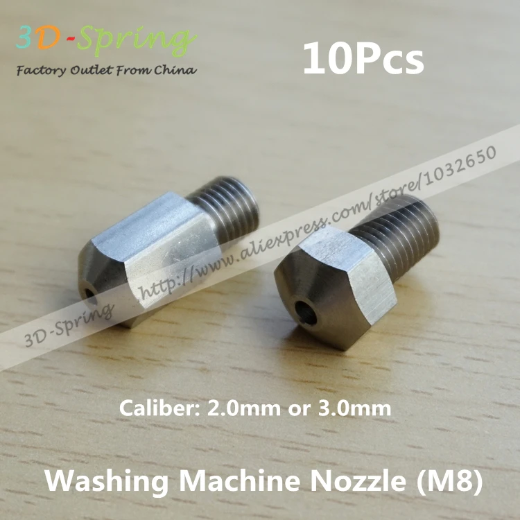 

10Pcs Washing Machine Nozzle Caliber 2mm 3mm For M8 High Quality Stainless Steel For 3D Printer Accessories