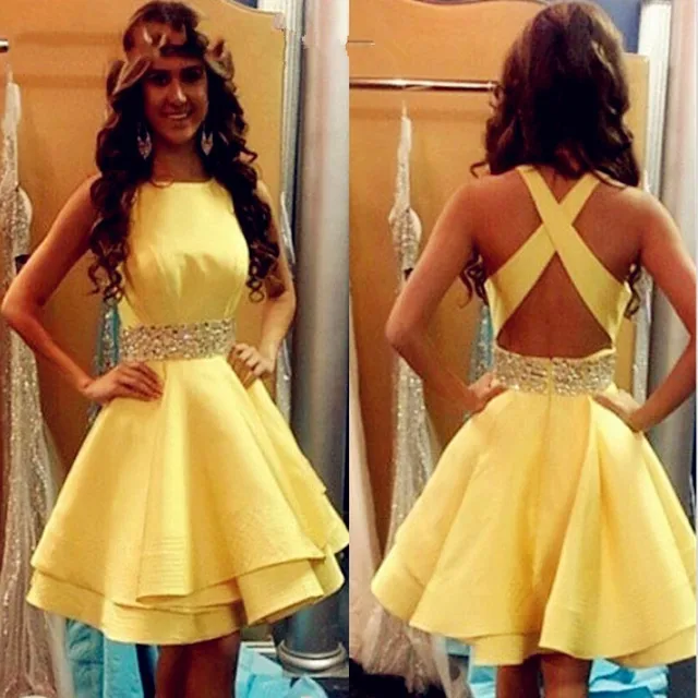 yellow prom dresses short