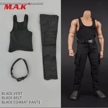 Conjunto de ropa para soldado para hombre, chaleco negro y pantalones de combate para chico duro de 12 pulgadas, cuerpo de figura de acción, 1/6
