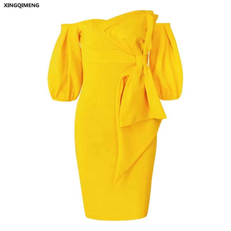 Sexy Short Yellow Cocktail Dress Lace Half Sleeve