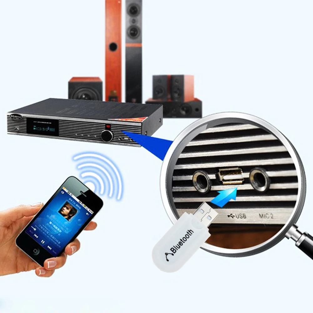 Bluetooth USB A2DP адаптер ключ музыкальный аудио приемник беспроводной стерео разъем 3 5