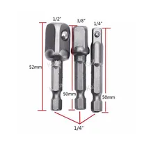 3 шт. 50 мм шестигранный хвостовик ключ, дюймовый стандарт диска Мощность дрель гнездо Дрель адаптер гнездо Набор бит для адаптера переменного тока комплект 1/4 3/8 1/2 отвертка инструменты