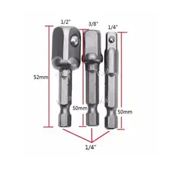 3 шт./лот хром ванадиевой сталь гнездо адаптера набор шестигранным хвостовиком до 1/4 "3/8" 1/2 "расширение сверла бар Hex Набор бит механические