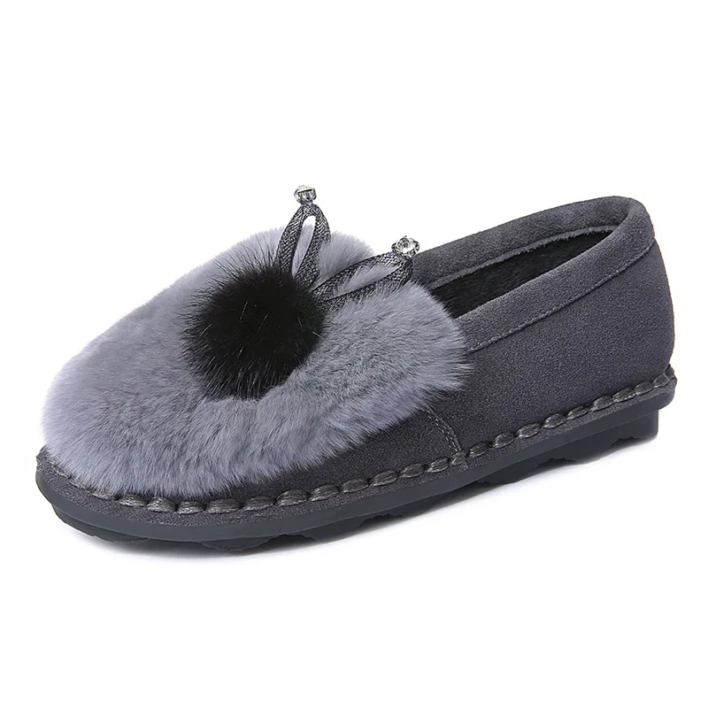 Обувь Женщина MOOLECOLE Мех-Кожа Женщины Повседневная Зима Круглый Toe Slip-На Женщин