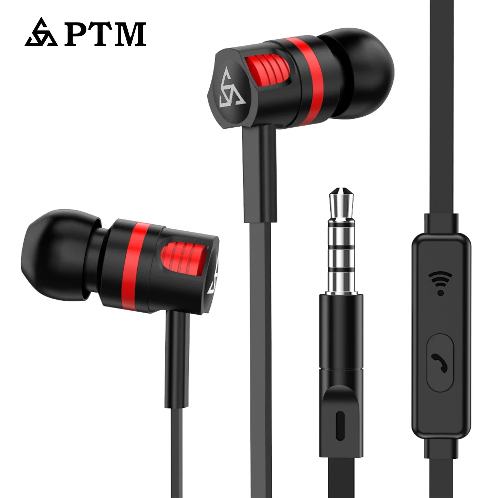Original PTM XS1 Stereo Earphone Super Bass Headphones with microphone