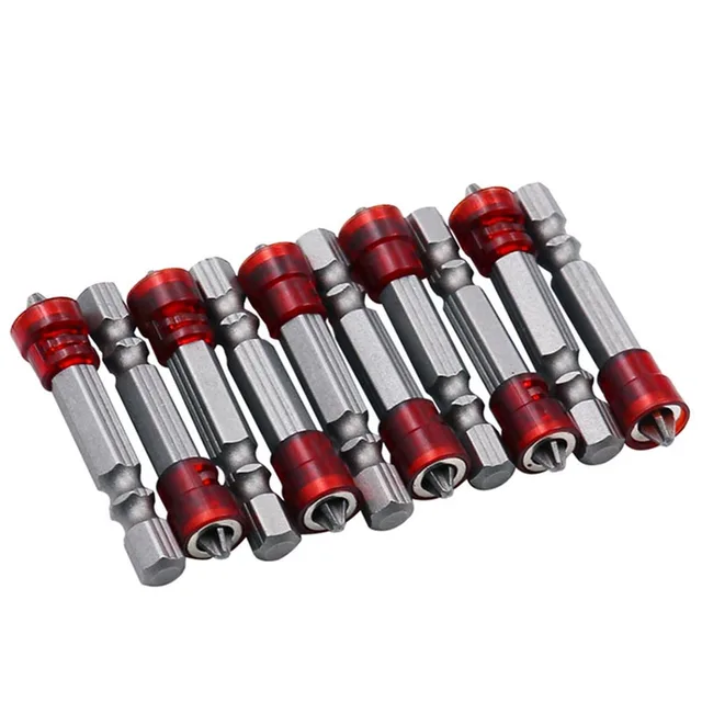 Puntas de destornillador de 1/4 ", vástago hexagonal con imán de cabeza roja, accesorios de herramientas de tornillo eléctrico de mano 4