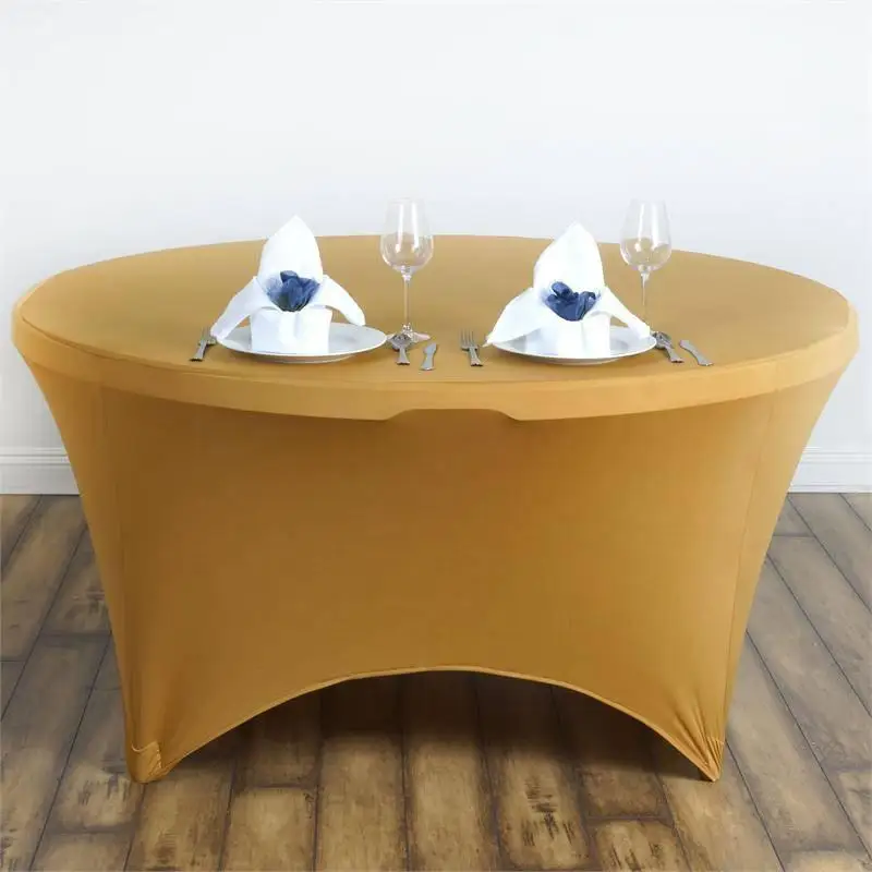 Factory Price !!!10pcs gold Color Spandex Table Cover Round 72" Inch
