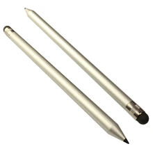 1 шт. замечательная Серебристая емкостная Стилус ручка с сенсорным экраном пластиковая ручка для смартфона планшета Прямая