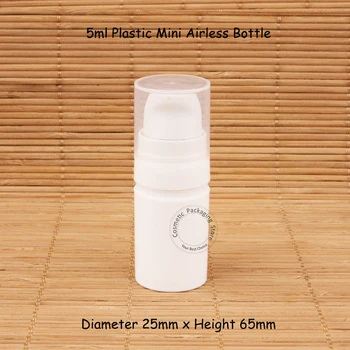

50pcs/Lot Wholesale 5ml Plastic White Lotion Pump Bottle 1/6OZ Mini Makeup Packaging Emulsion Container Portable Travel
