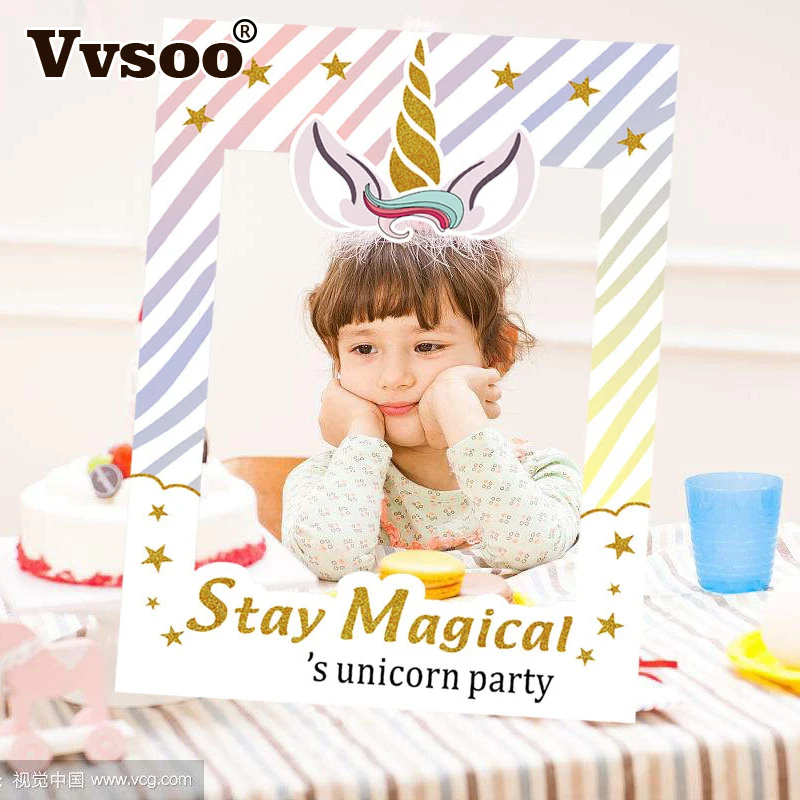 

Vvsoo 2018 New Unicorn Paper Photo Frames Party Decoration Wedding Decoration Birthday Unicorn Party Decorations Kids Favor