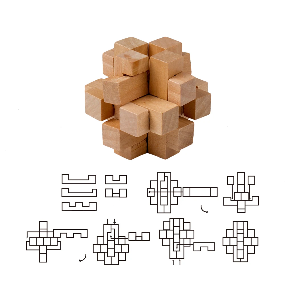 10pcs/set Wooden Educational Toys 3D Puzzle Brain Teaser Games Assembly IQ Puzzle Toy For Kids and Adult