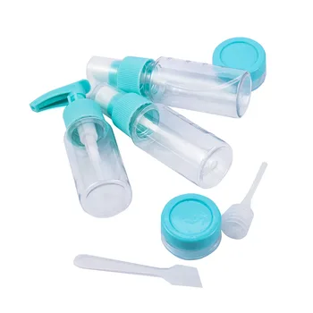 

7pcs/set Travel Cosmetic Refillable Bottles with Storage Box Shampoo Cream Jar Bag Spray Container Kit Color Random