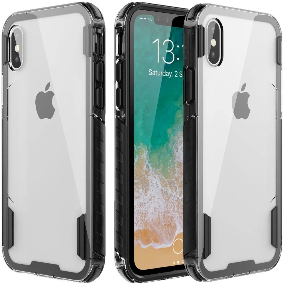 Highly Transparent Crystal Clear back shell for 5.8&quot APPLE iPhone X Black yellow red blue multi-color frame Bumper protection |