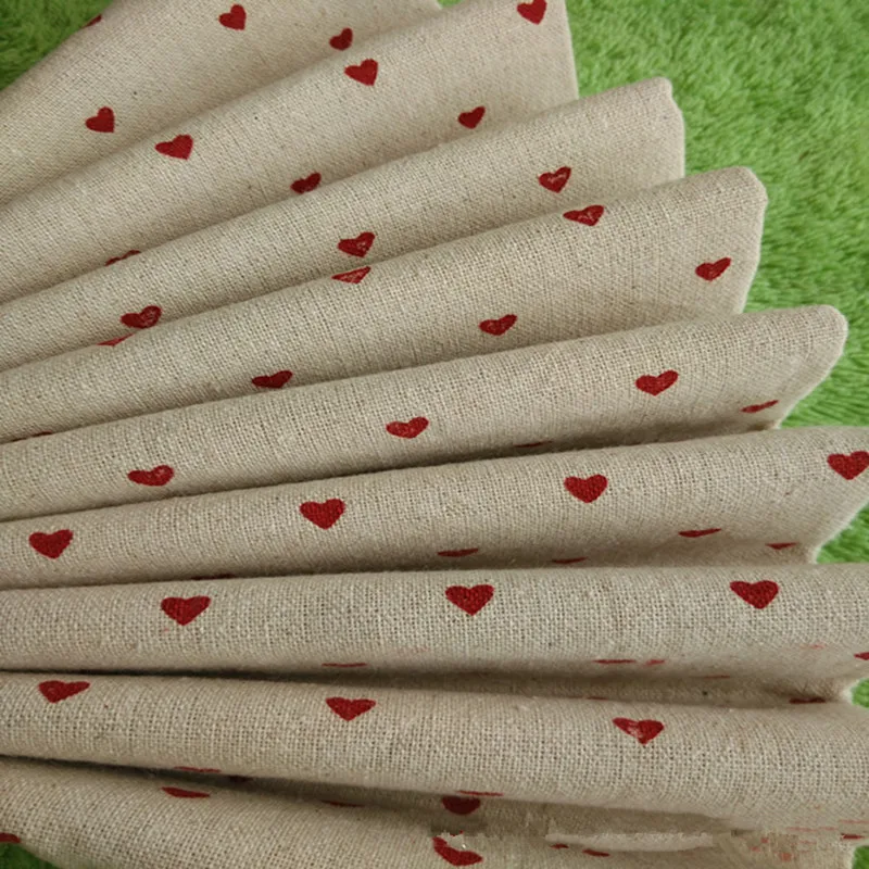 

50x150cm Cotton Linen Fabric DIY Home Deco Cushion Printed Little Red Peach Heart Love Heart