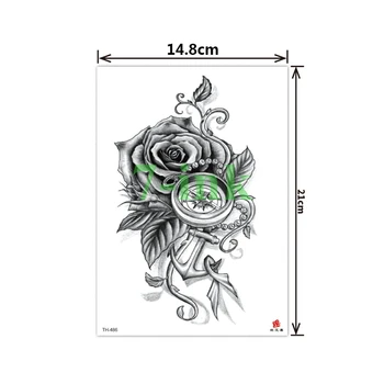 

NEW Temporary Tatoo Sticker body art Rose compass anchor Iron beads leaf water Transfer Fake Tattoo Flash tatto for women men