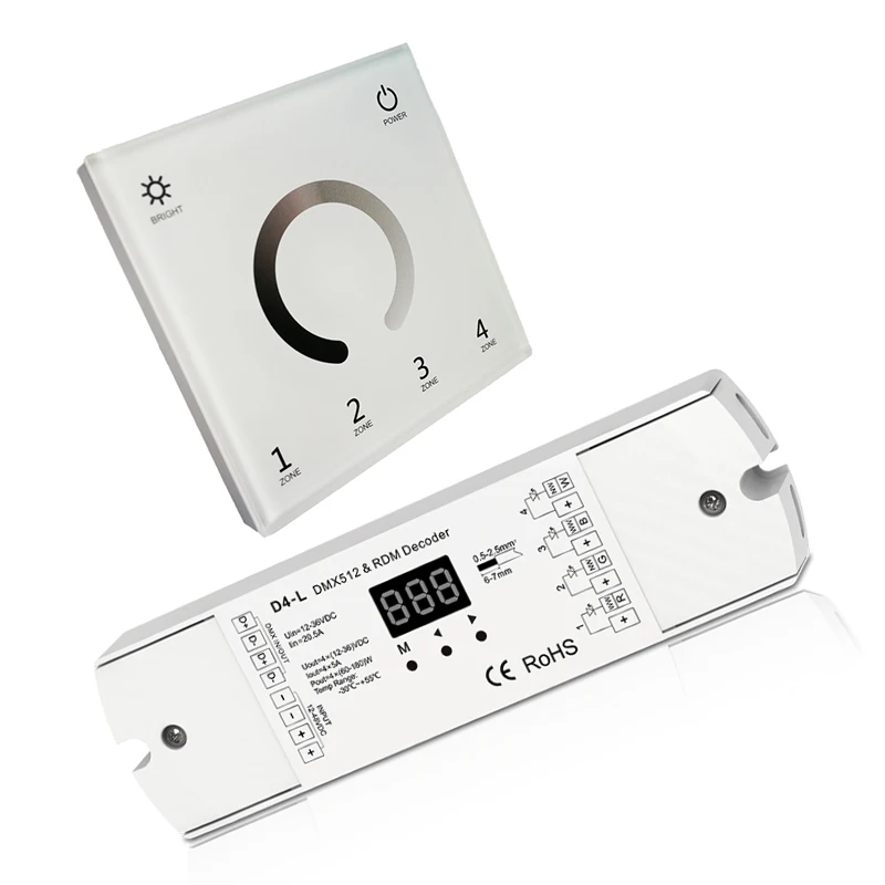 New Led DMX Dimmer with D4 L 4 Channel DMX deocder AC85V 240V Touch