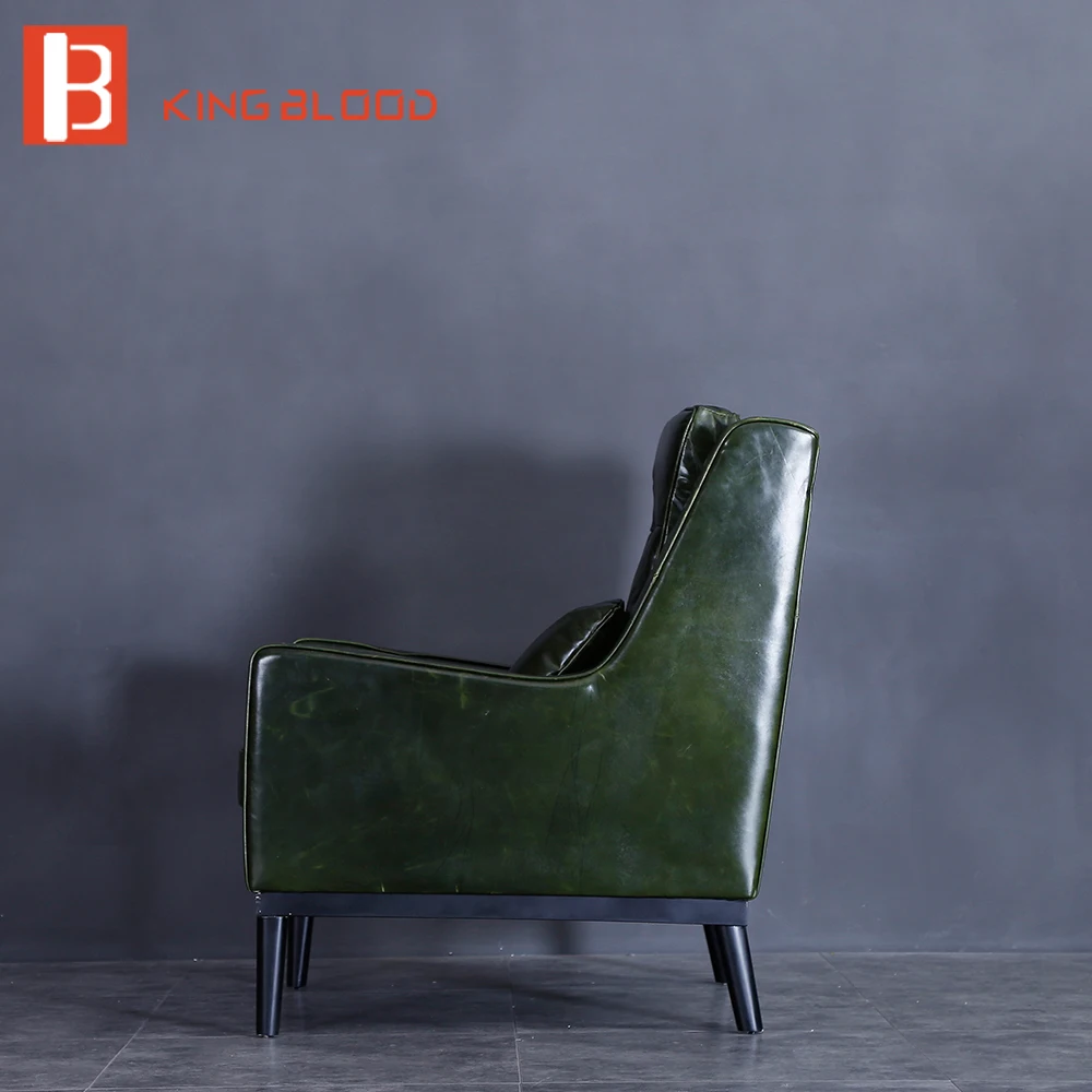 American style classic black genuine leather single sofa chair