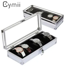 Cymii Montre Boîte Cas 6 Grille Insérer Slots Bijoux Montres Afficher Boîte De Rangement Case En Aluminium Boîte de Montre Bijoux Décoration Cas